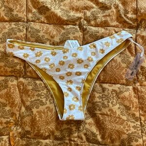 Floral Bikini Bottoms in White and Yellow